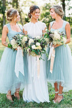 Asymmetrical Tulle Sleeveless Short Bridesmaids Dresses