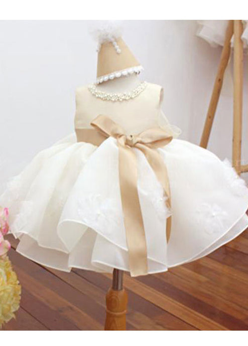A-Line/Princess Chiffon Sleeveless Short Flower Girl Dresses Bow(s)