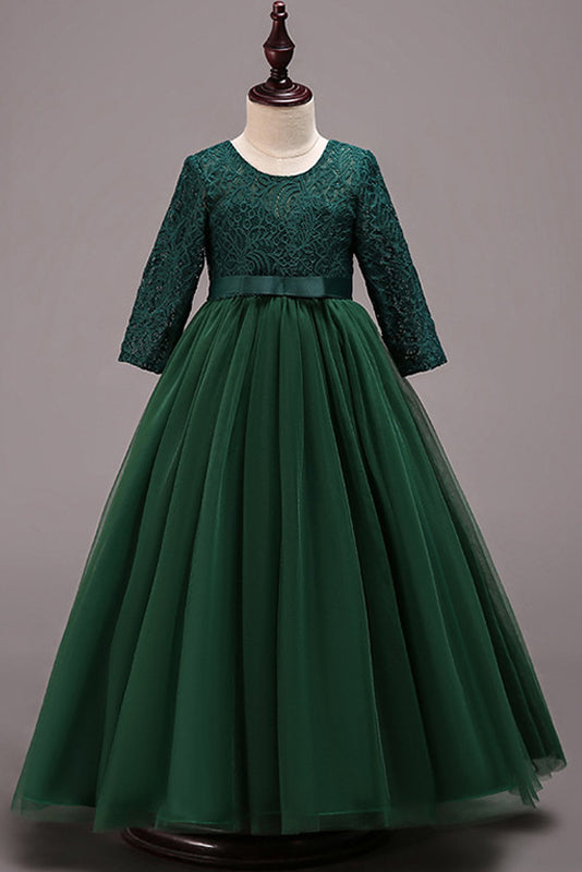 Long Sleeves Lace Flower Girl Dresses