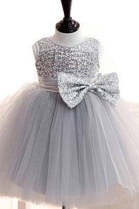 Scoop Neck Lace Sleeveless Bow(s)  Sequined Flower Girl Dresses