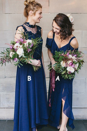 Tulle 1/2 Sleeves Floor-Length 2019 Bridesmaids Dresses