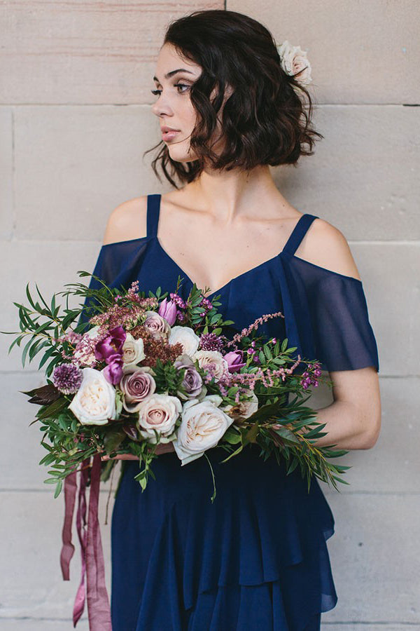 Tulle 1/2 Sleeves Floor-Length 2019 Bridesmaids Dresses