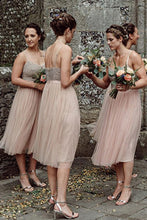 Tulle Short Spaghetti Straps Bridesmaids Dresses