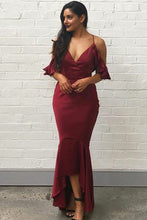 Trumpet/Mermaid Asymmetrical Satin Spaghetti Straps Bridesmaids Dresses