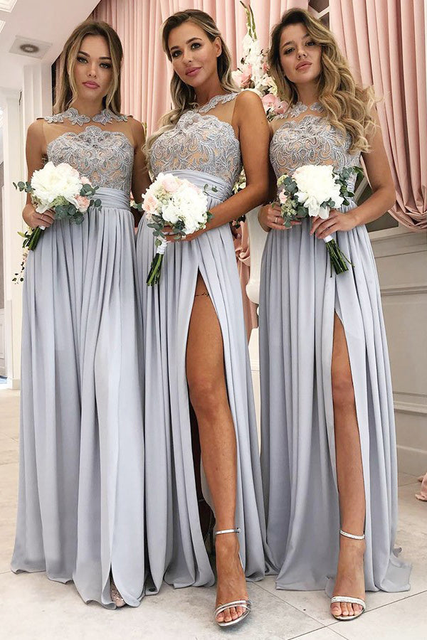A-Line/Princess Lace Floor-Length Sleeveless Bridesmaids Dresses Main image