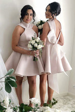 Short Satin Open Back Bridesmaids Dresses with Bow(s)