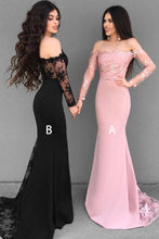 Trumpet/Mermaid  Lace Floor-Length Off-the-Shoulder Bridesmaids Dresses