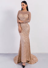 Elegant Long Sleeves Sequined Prom Dresses