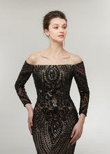 Trumpet/Mermaid Off-the-Shoulder Long Sleeves Sequined Prom Dresses