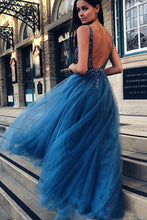 A-Line/Princess  Beading Tulle Sleeveless Prom Dresses