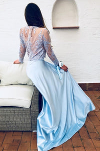 Elegant Lace Long Sleeves Floor-Length Prom Dresses