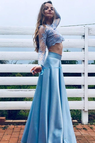 Elegant Lace Long Sleeves Floor-Length Prom Dresses