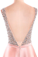 A-Line/Princess Satin Floor-Length Beading Prom Dresses