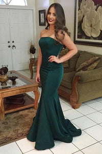 Trumpet/Mermaid Sweep Train Satin Sweetheart Prom Dresses