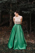 Halter  Satin Floor-Length Sleeveless Beading Prom Dresses