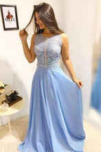 A-Line/Princess  Chiffon Floor-Length Beading Prom Dresses