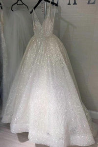 A-Line/Princess Spaghetti Straps Sequined Bridal Dress