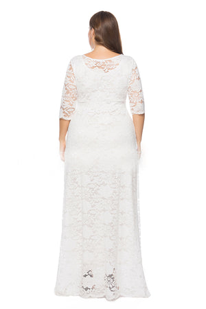 White Half-Sleeve Lace Sheath Mother of the Bride Dress with Pockets