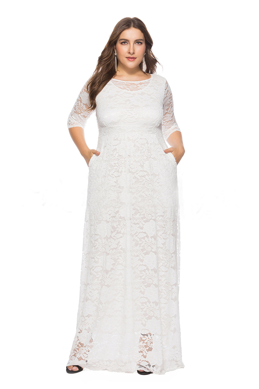 Half-Sleeve Lace Sheath Mother of the Bride Dress with Pockets