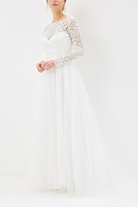 Lace Long Sleeves Open Back Floor-Length Wedding Dresses