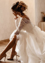 Lace Long Sleeves Open Back Floor-Length Wedding Dresses