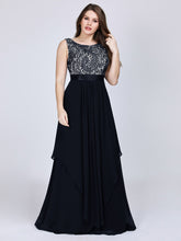 Chiffon Scoop Neck Sleeveless Plus Size Prom Dresses