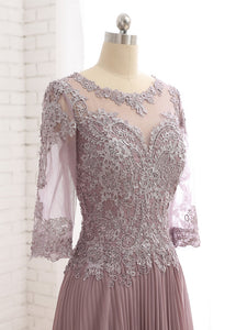 Tulle & Chiffon Scoop A-line Mother Of The Bride Dress With Lace Folwers Appliques