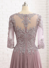 Tulle & Chiffon Scoop A-line Mother Of The Bride Dress With Lace Folwers Appliques