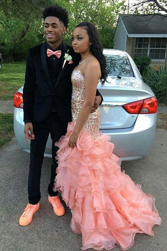 A-Line/Princess Sweetheart Beading Tulle Prom Dresses