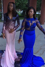 Lace Long Sleeves Scoop Neck Prom Dresses