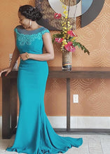 A-Line/Princess Short Sleeves Chiffon Long Prom Dresses