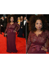 A-Line/Princess Lace Long Sleeves Plus Size Prom Dresses with Bow(s)
