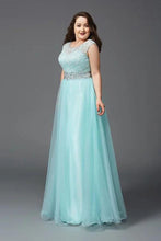 A-Line/Princess  Lace Scoop Neck Plus Size Dresses