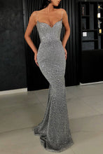 Trumpet/Mermaid Spaghetti Straps Sweetheart  Sequined Prom Dresses