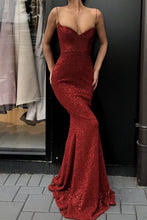 Trumpet/Mermaid Spaghetti Straps Sweetheart  Sequined Prom Dresses
