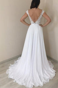 A-Line/Princess  V-neck Lace Wedding Dress