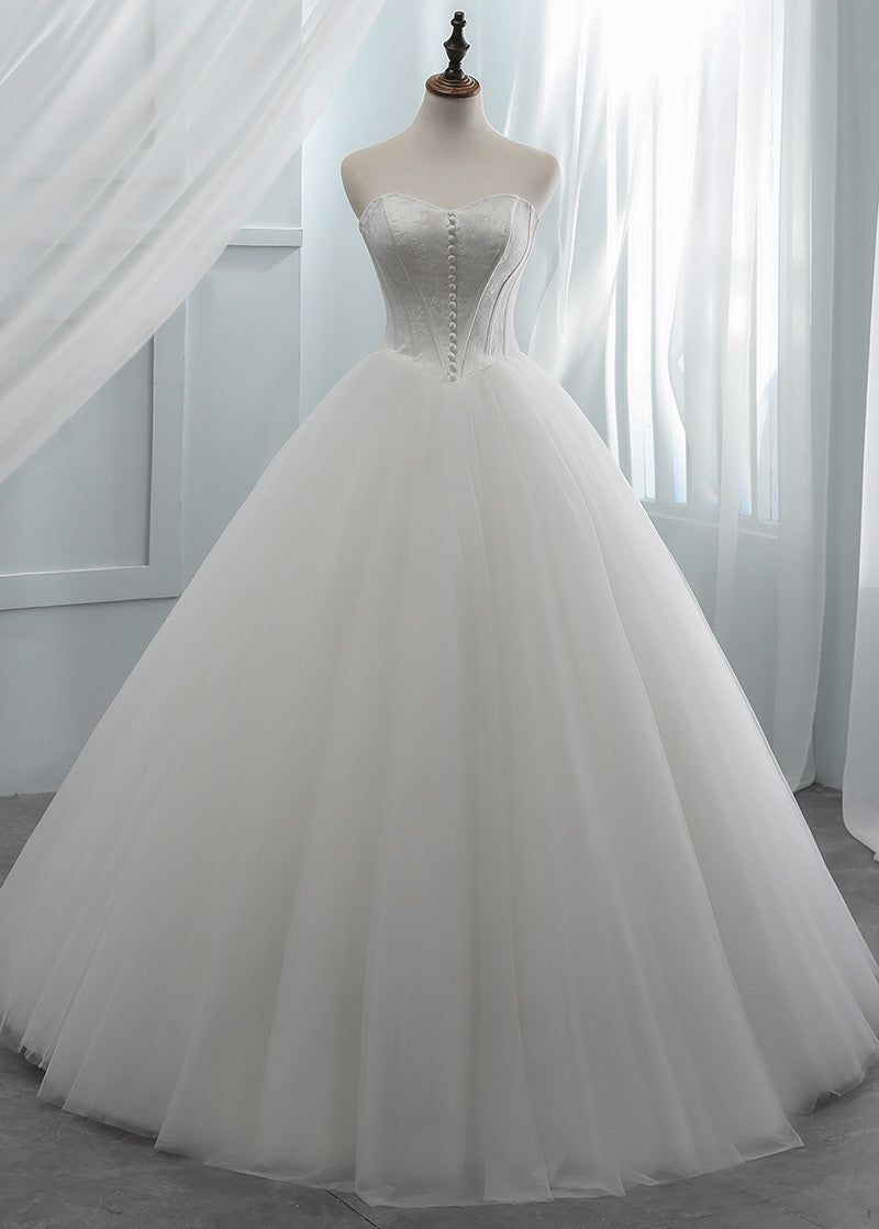 A-Line/Princess Tulle Sweetheart Wedding Dresses