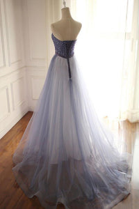 A-Line/Princess Tulle  Sweetheart  Floor-Length Prom Dresses
