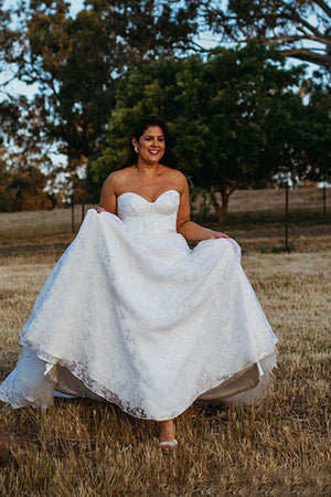 Appliques Sweep Train Sweetheart Plus Size Wedding Dresses