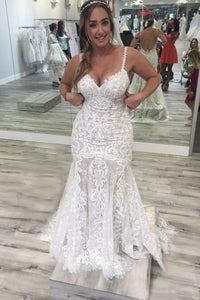 Trumpet/Mermaid  Lace Spaghetti Straps Wedding Dresses