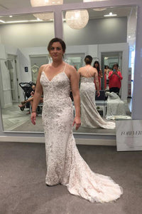 Court Train V-neck Sleeveless Plus Size Wedding Dresses