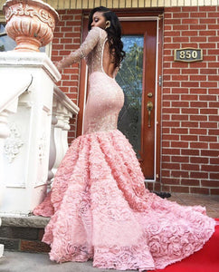 Trumpet/Mermaid Beading Long Sleeves Prom Dresses