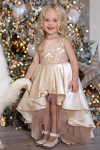 A-Line/Princess Asymmetrical Satin Flower Girl Dresses