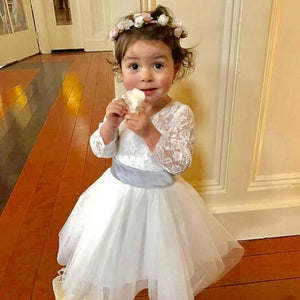 A-Line/Princess Long Sleeves Lace Flower Girl Dresses