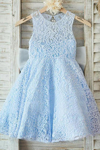 Lace A-Line/Princess Bow(s) Sleeveless Flower Girl Dresses