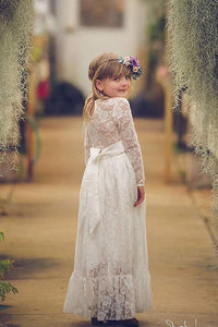 Lace  Long Sleeves Floor-Length Flower Girl Dresses