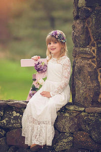 Lace  Long Sleeves Floor-Length Flower Girl Dresses