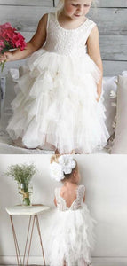 Short Tulle Appliques Lace Flower Girl Dresses