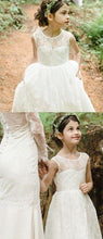 Scoop Neck Lace Long Flower Girl Dresses