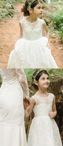 Scoop Neck Lace Long Flower Girl Dresses